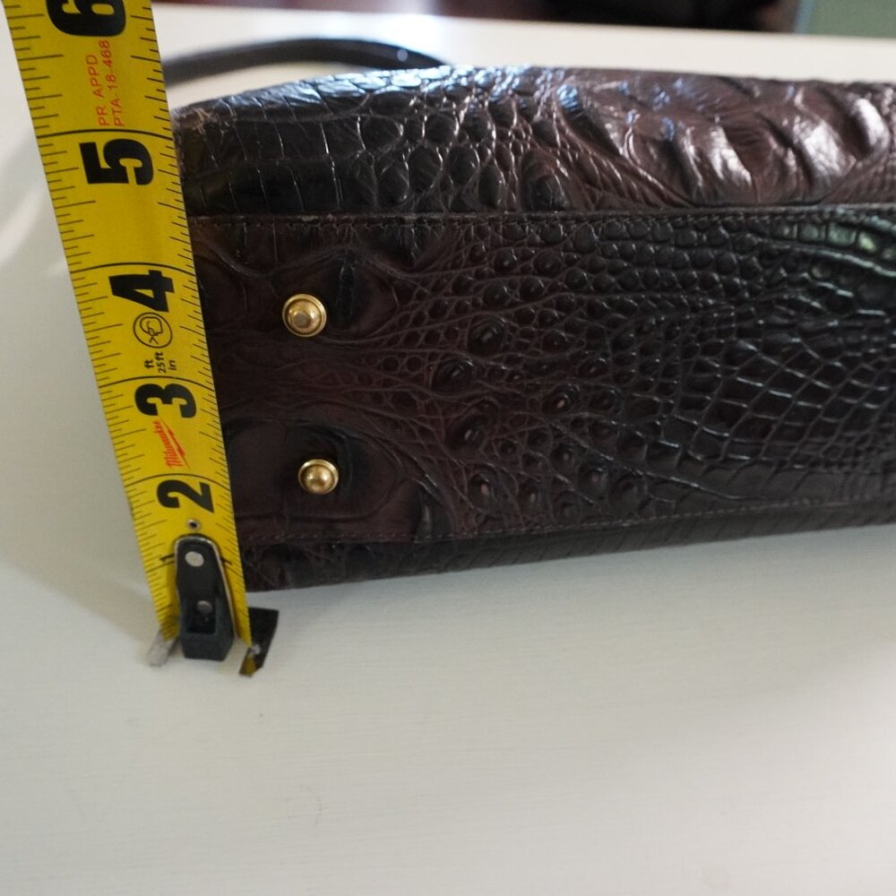 Brahmin Croc-Embossed Satchel in Dark Brown - Picture 14 of 14